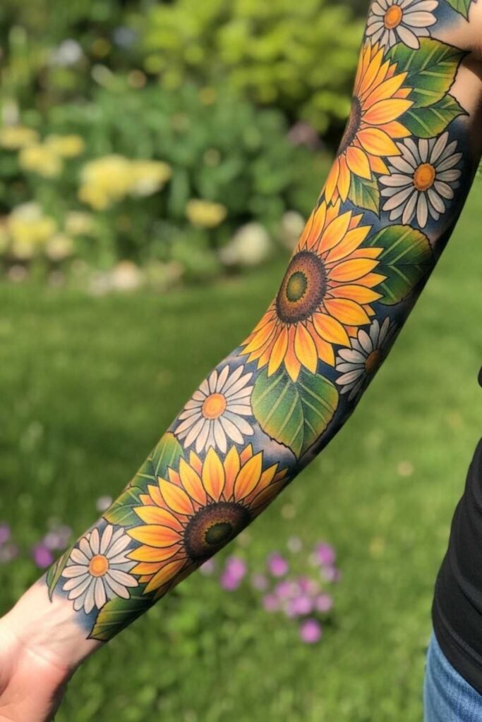 Sunflower and Daisy Sleeve