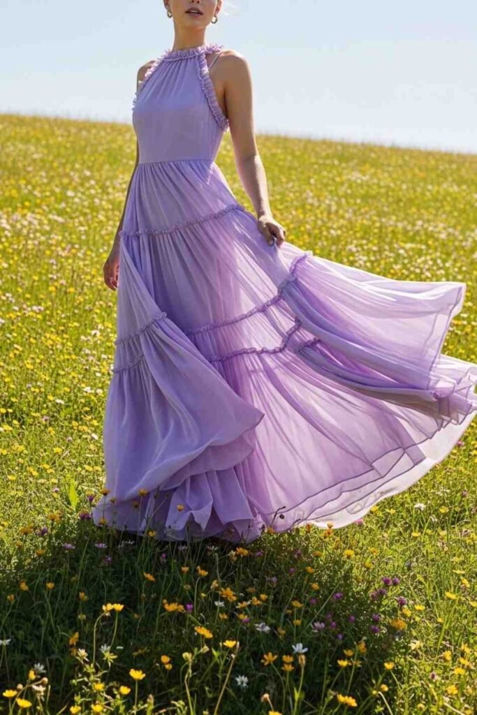 Tiered Purple Maxi Dress