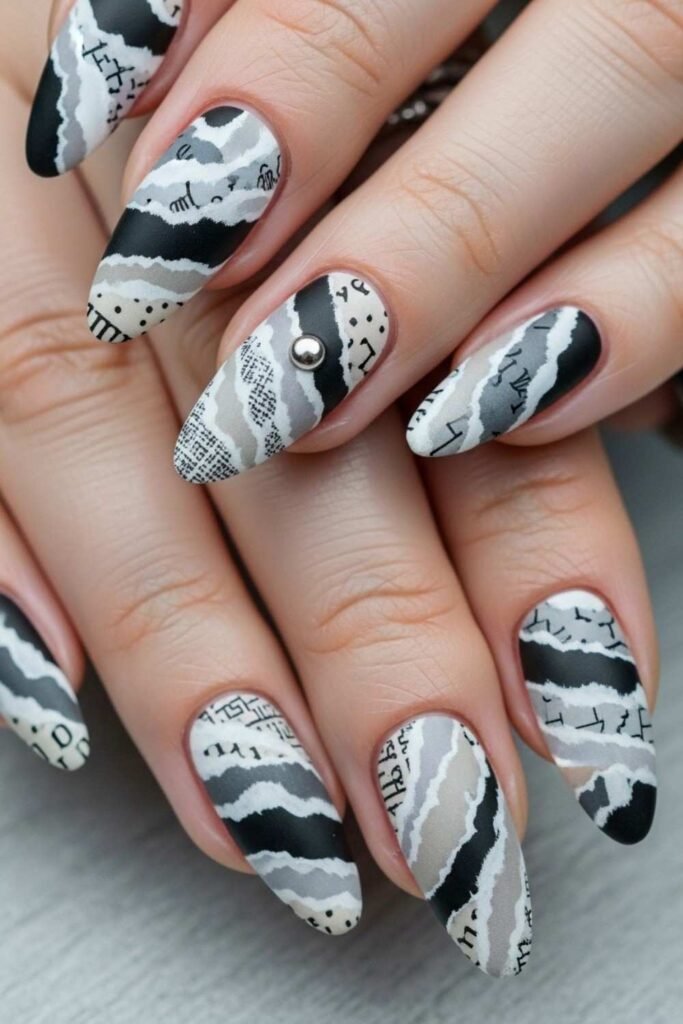 Torn Paper Collage Nails