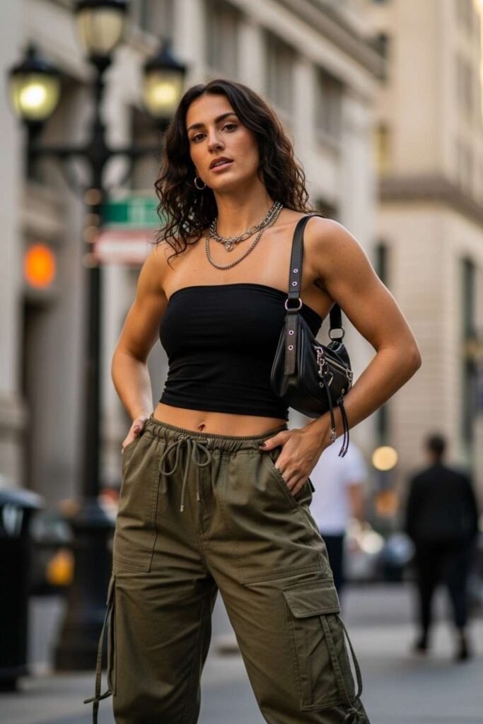 Tube Top with Cargo Pants