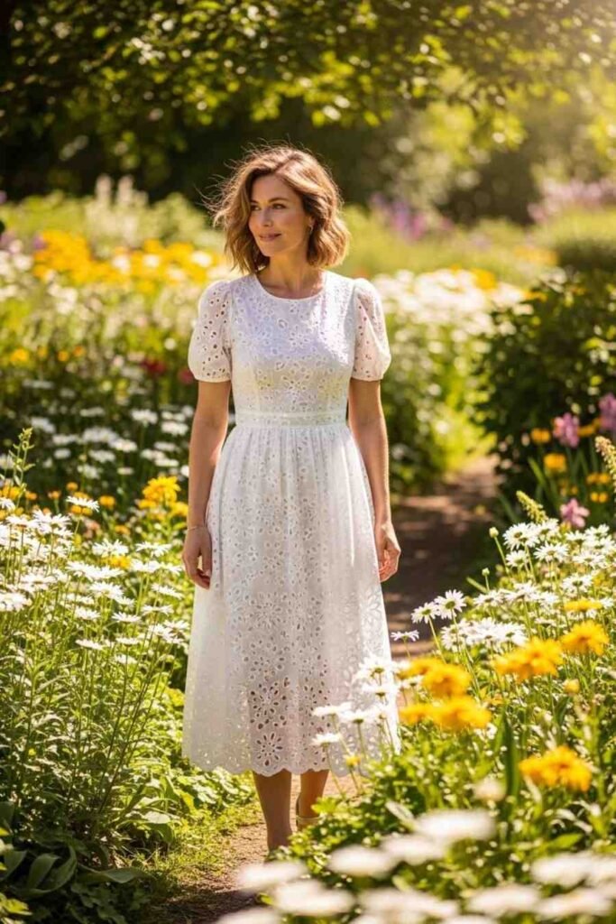 White Eyelet Spring Garden Dress